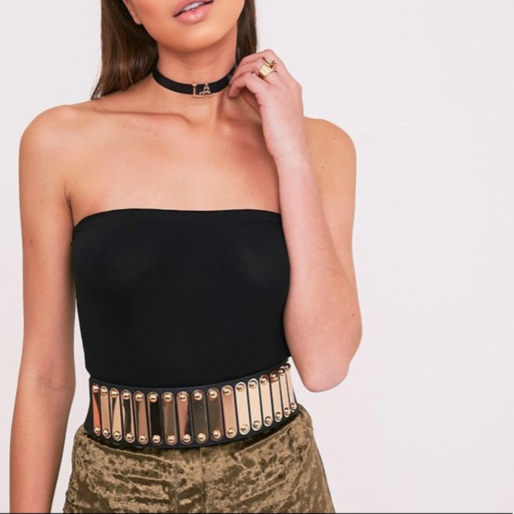 Black strapless bodysuit